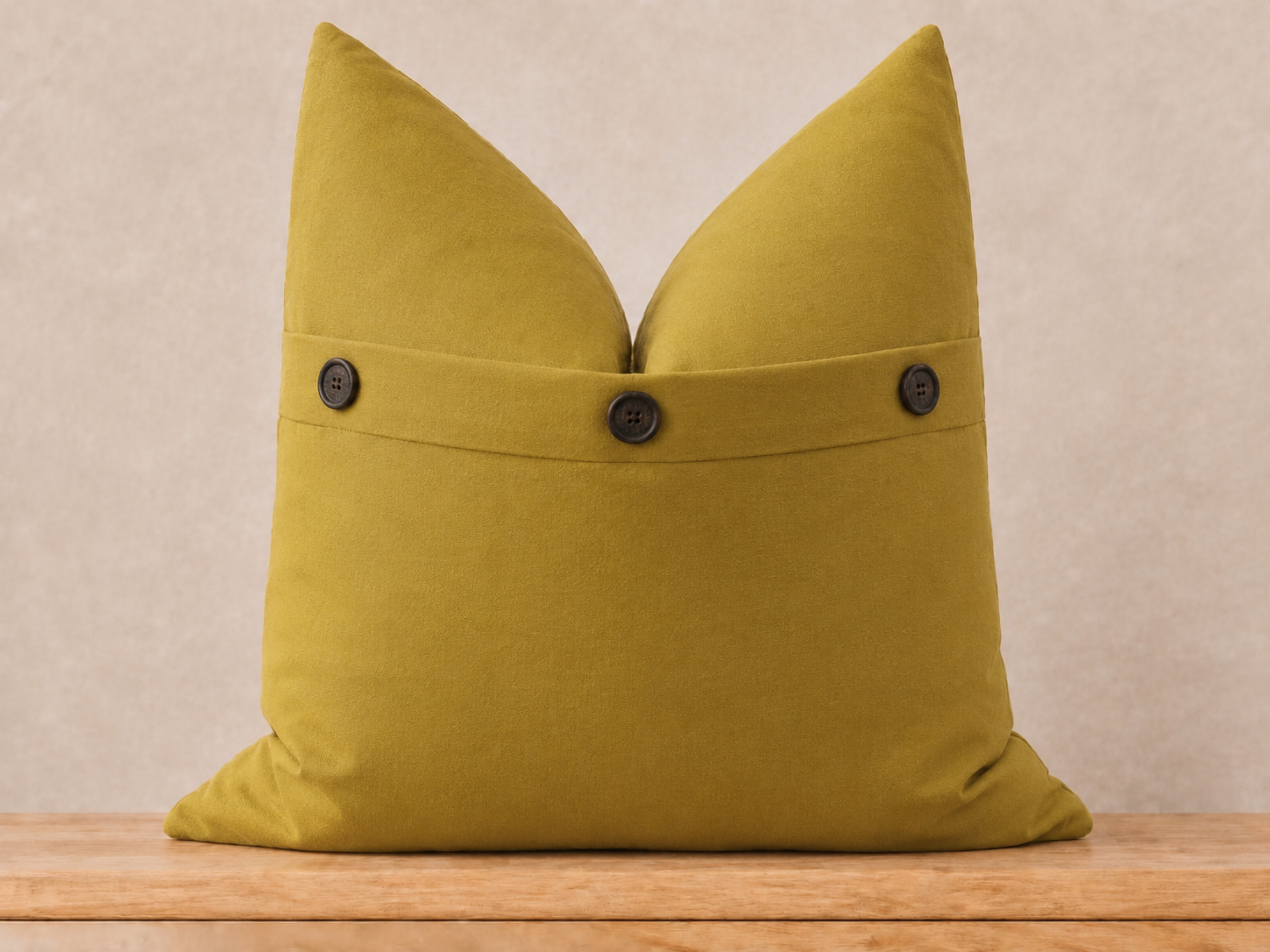 Solid Color with Buttons Throw Pillow with Down Feather Insert - Gold