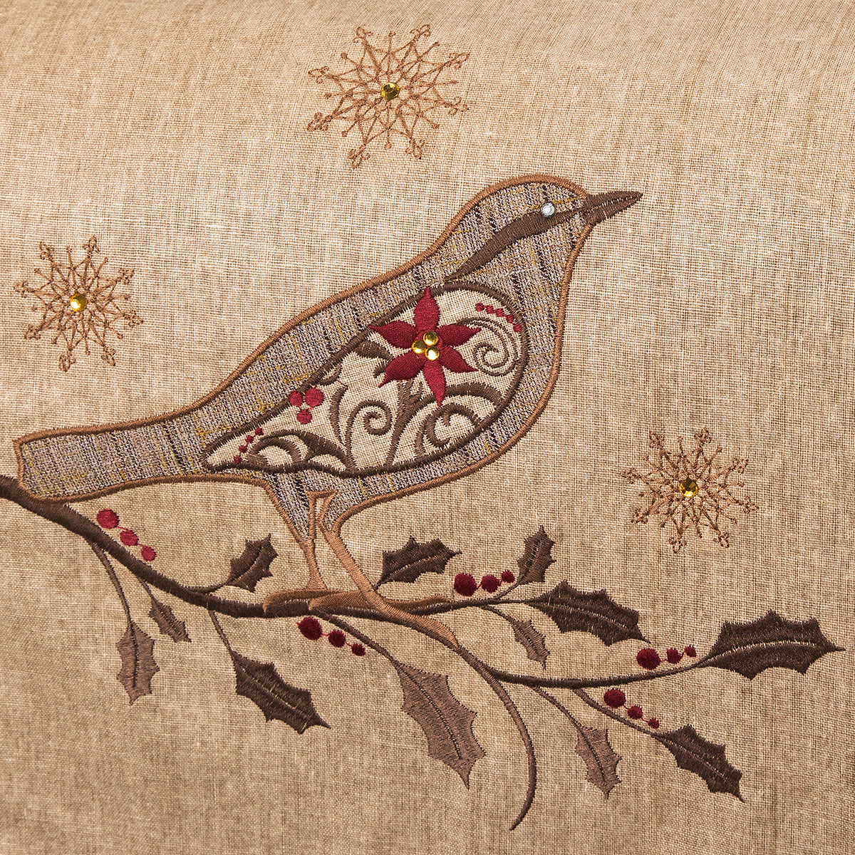 Bird on twig Pillows