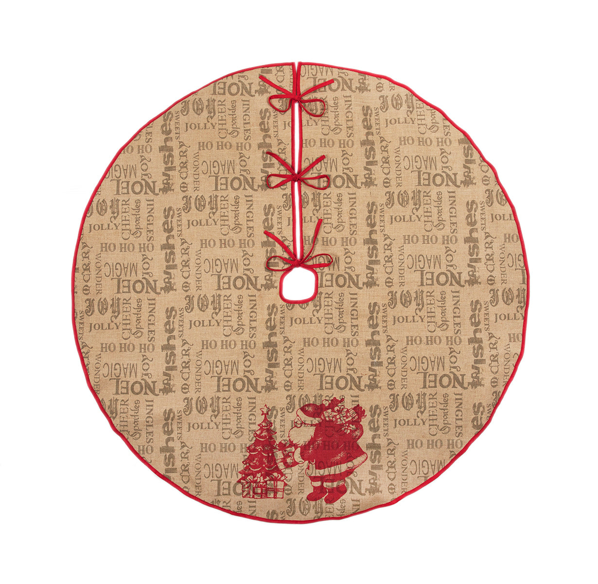ML14900 Burlap Santa Christmas Tree Skirt 56 Round