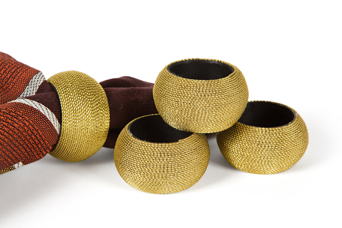 MANOR LUXE Cord Wrapped Napkin Rings Set of 4 1.5 Inch Red