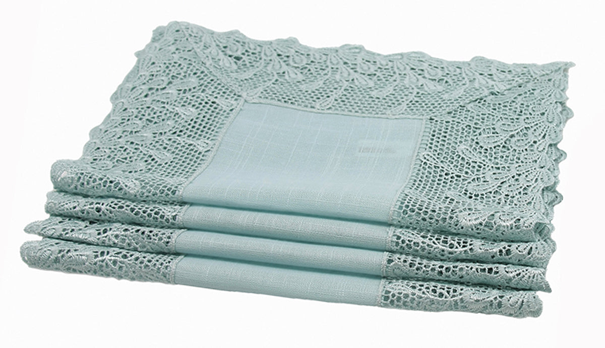 MANOR LUXE Garden Trellis Lace Placemats Set of 4, 14x20, White