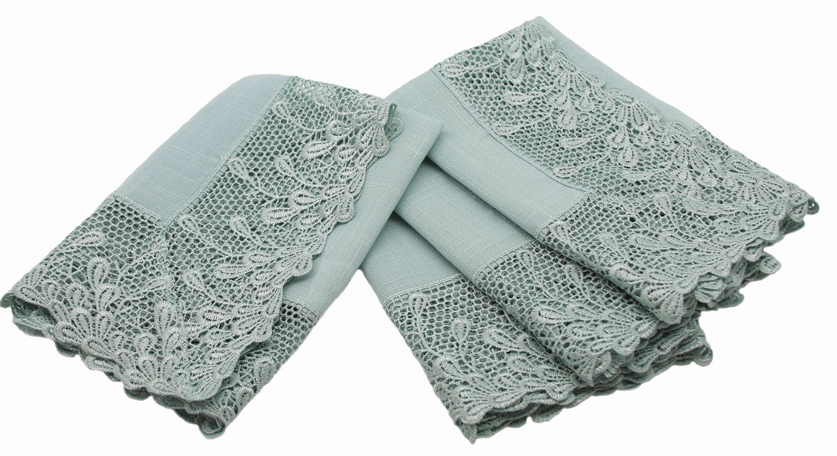 MANOR LUXE Garden Trellis Lace Napkins Set of 4, 20x20, White