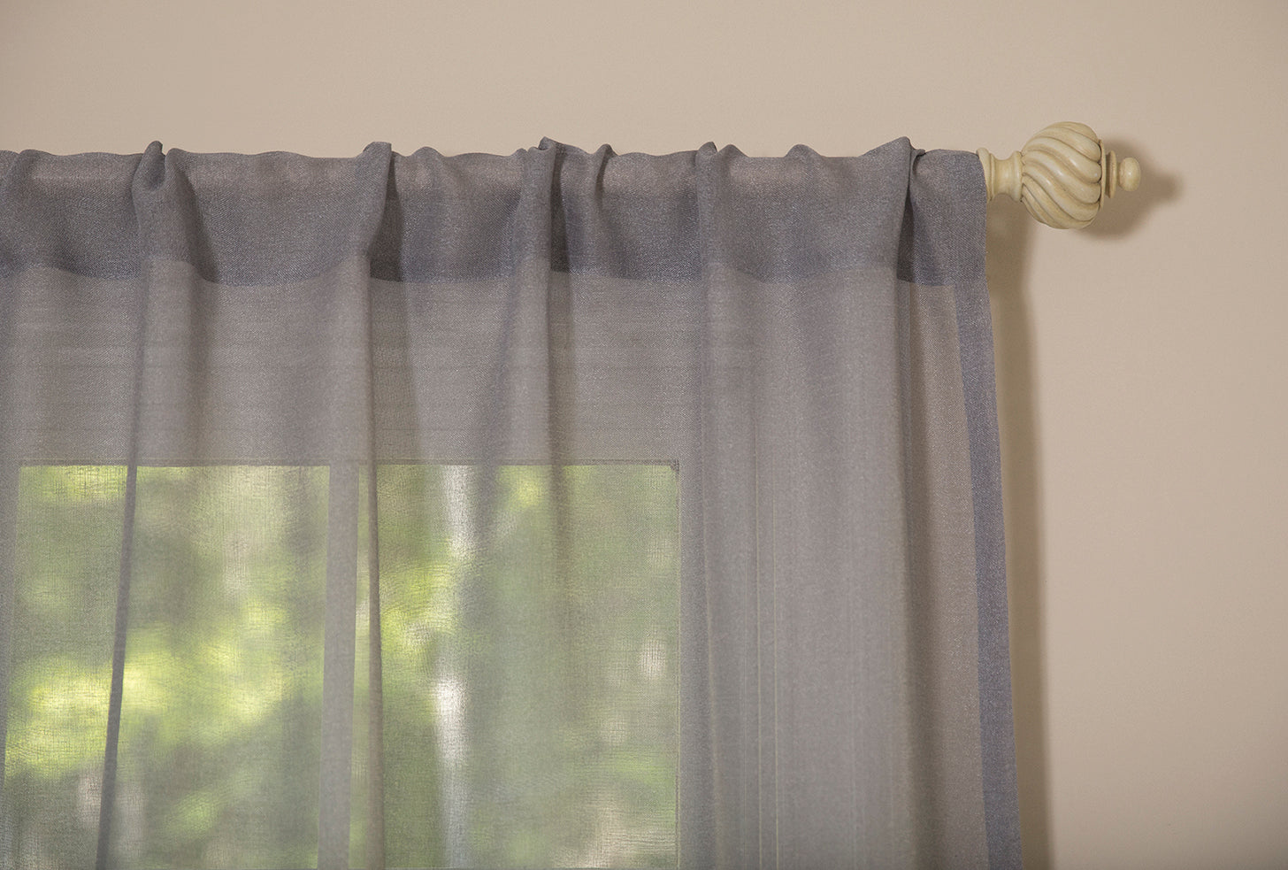 ML16605 Morning Mist Sheer Rod Pocket Curtain Panel 52x96 Gray Polyester