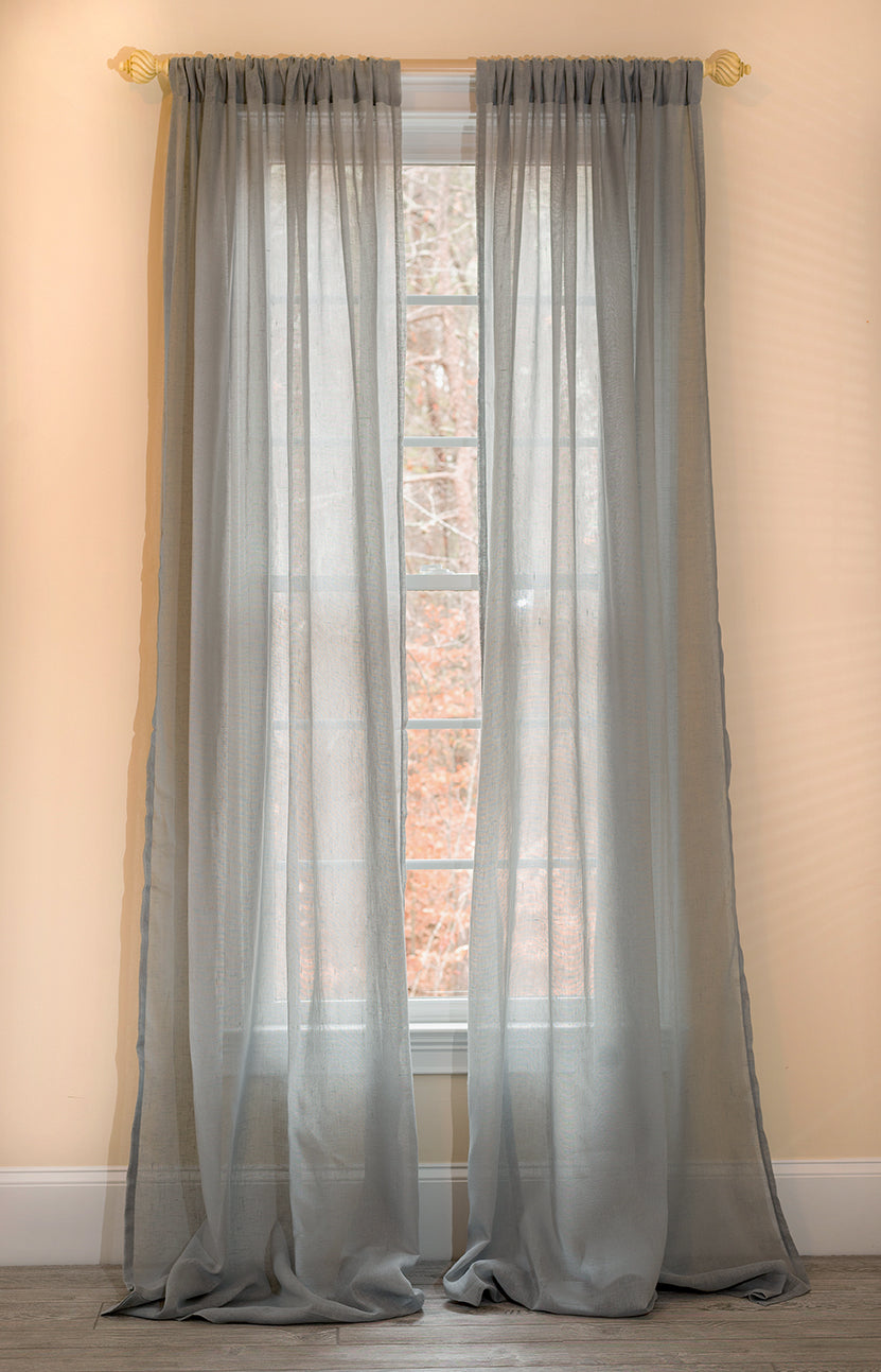 ML16606 Sierra Sheer Rod Pocket Curtain Panel 52x96 Gray Polyester