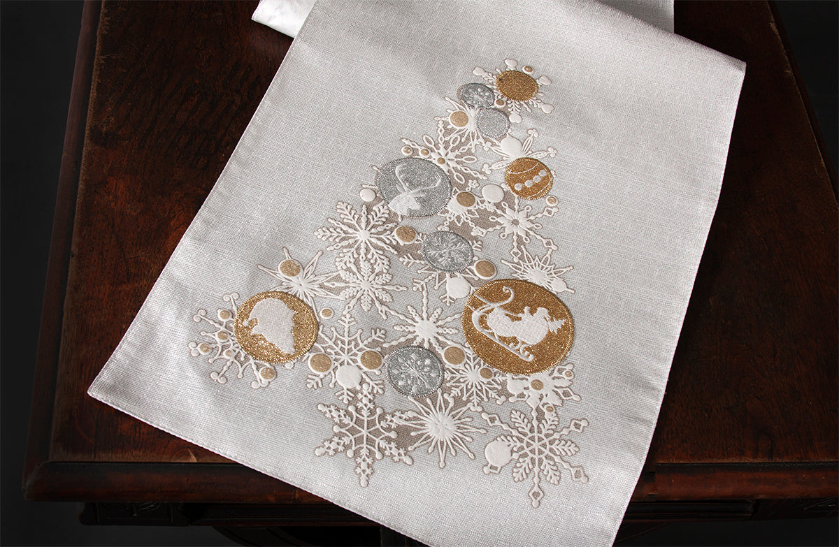 ML17118 Ornament Tree Table Runner 13.5x72