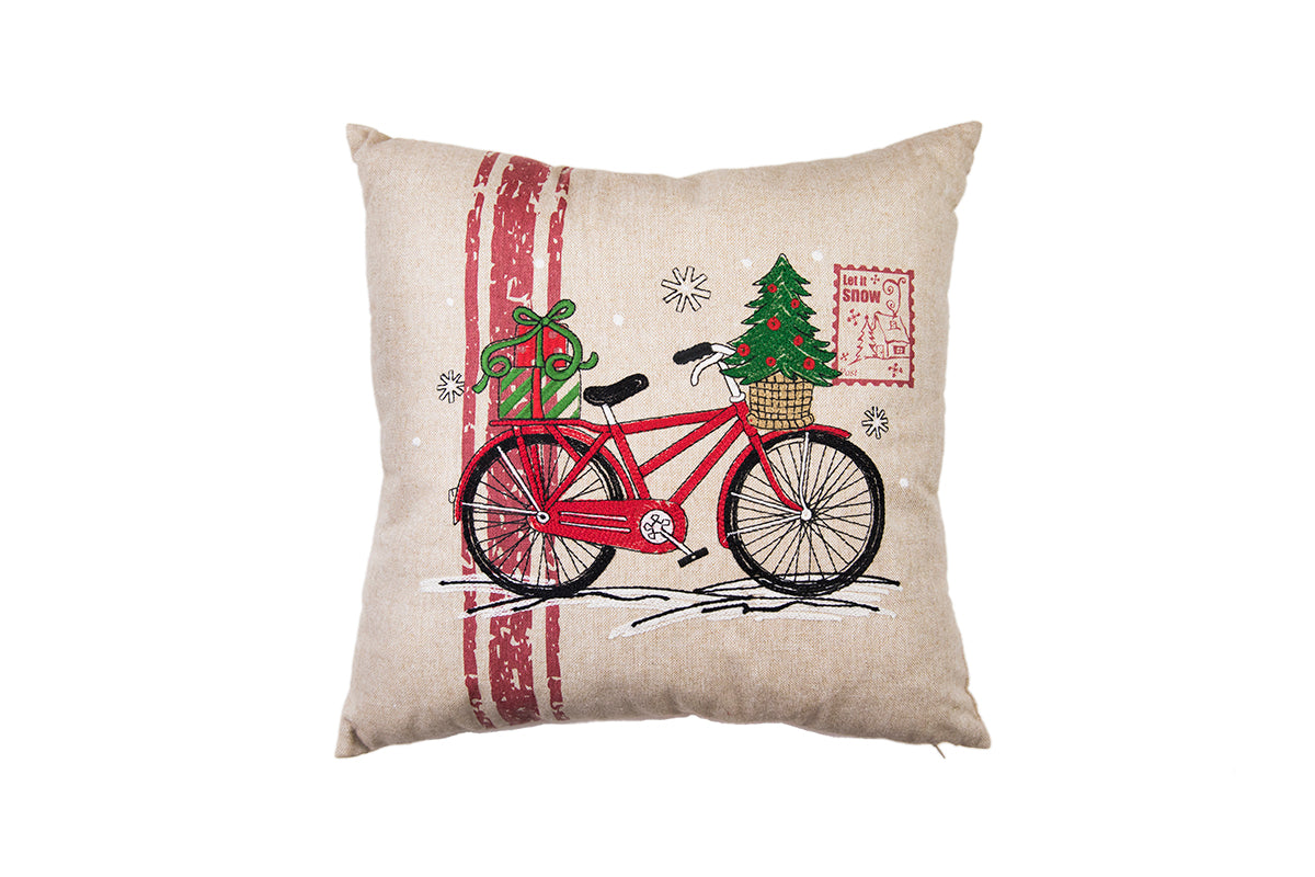ML17132 Christmas Bicycle Pillow 18x18