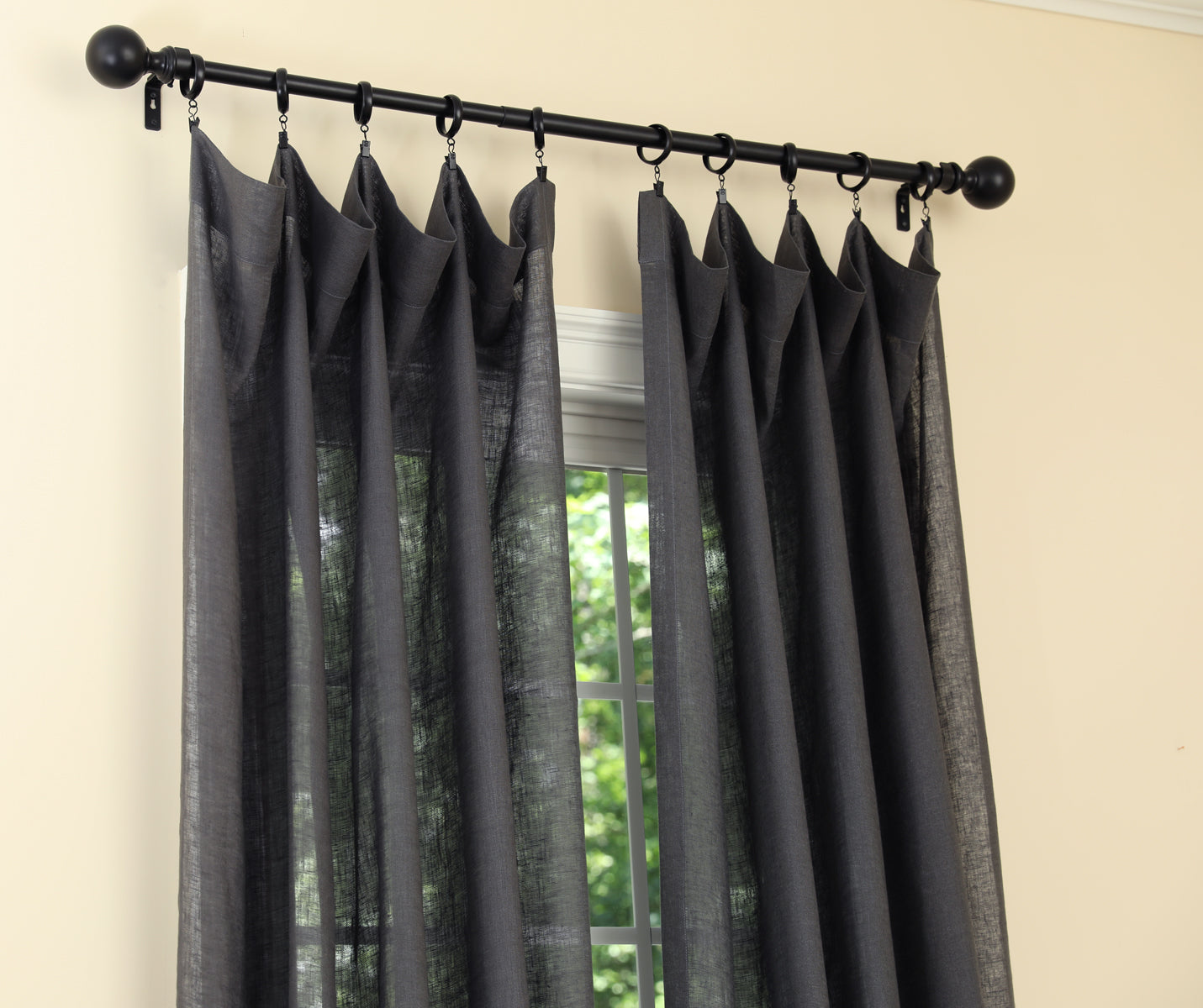 Classic Linen Sheer Rod Pocket Curtain Panel
