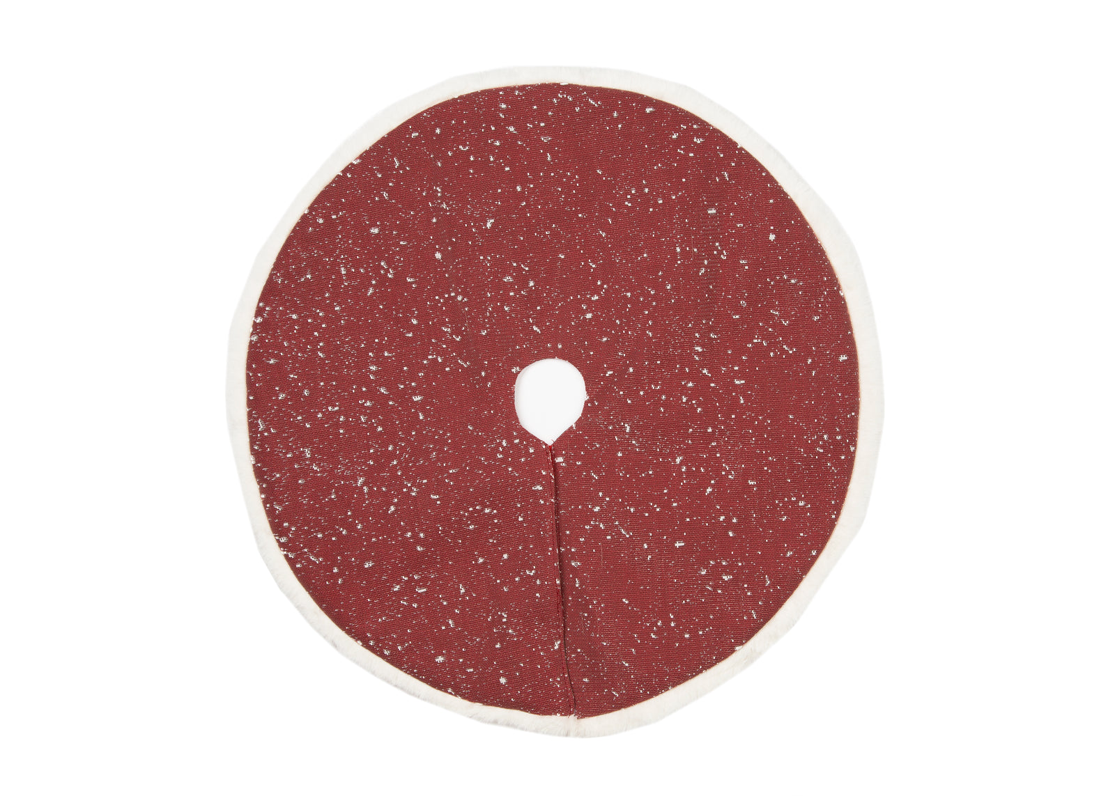 XIA HOME FASHIONS Snowing Sheer Overlay Faux Fur Trim Tree Skirt 20in Reversible