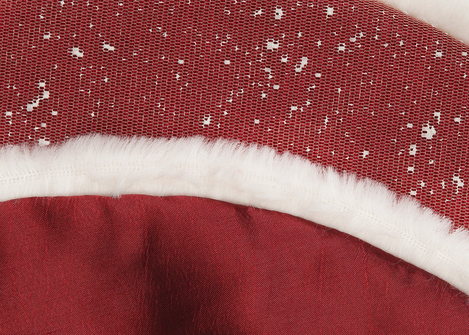 XIA HOME FASHIONS Snowing Sheer Overlay Faux Fur Trim Tree Skirt 20in Reversible