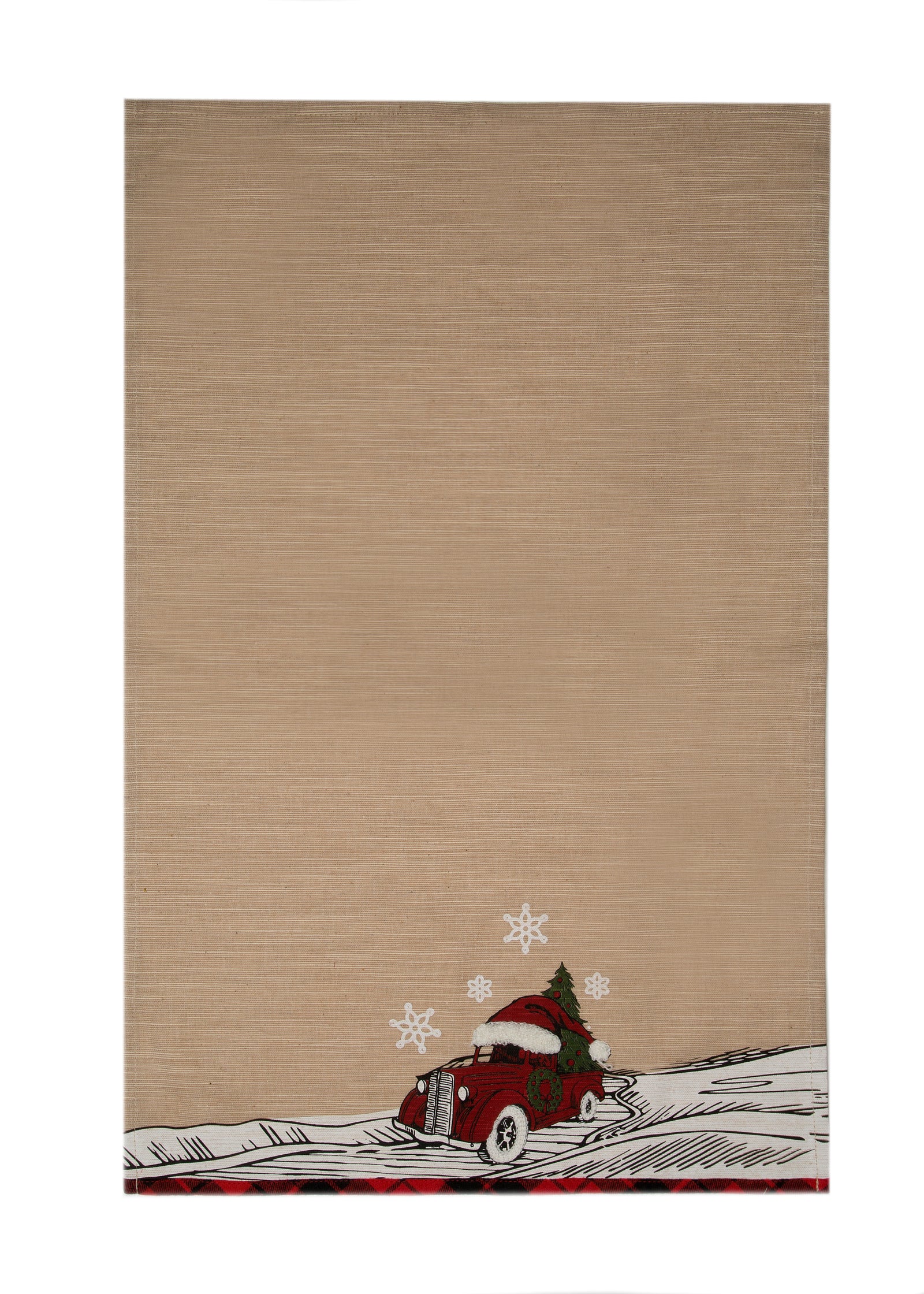 ML21005 Let It Snow Christmas Car Tea Towel 17x27 Polyester Embroidered Tufted