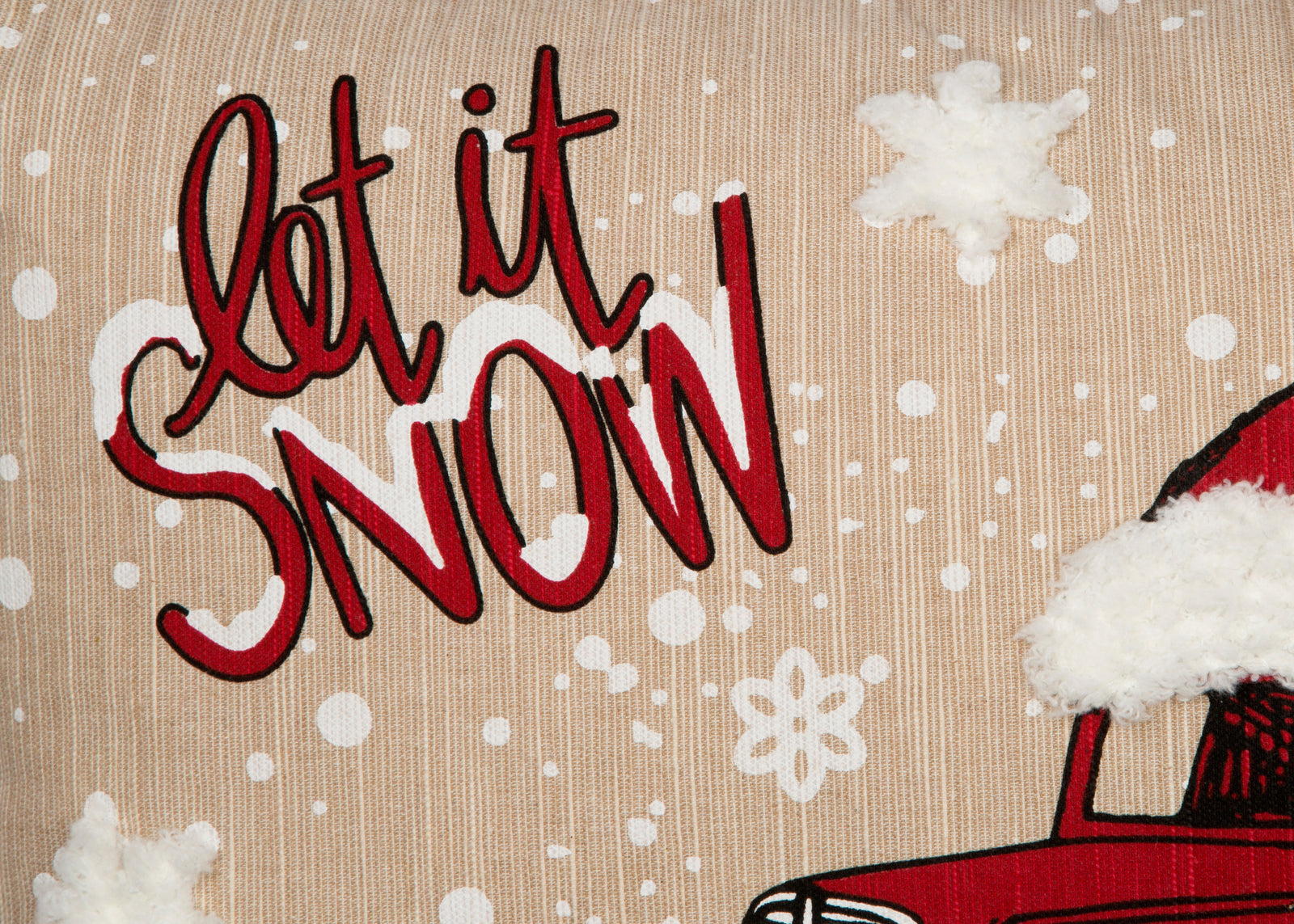 ML21005 Let It Snow Christmas Car Pillow 13x18 Polyester Embroidered Tufted