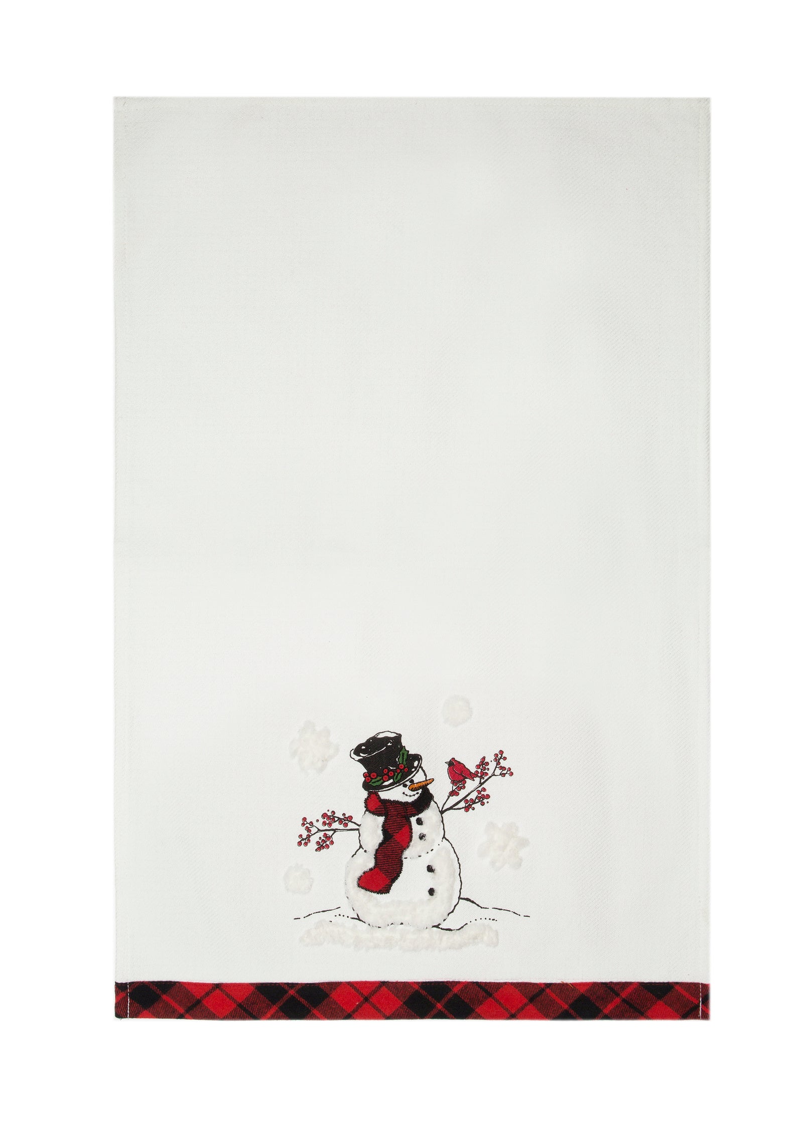 ML21007 Snowman with Caroler Hat Embroidered Christmas Tea Towel 17x27 Polyester