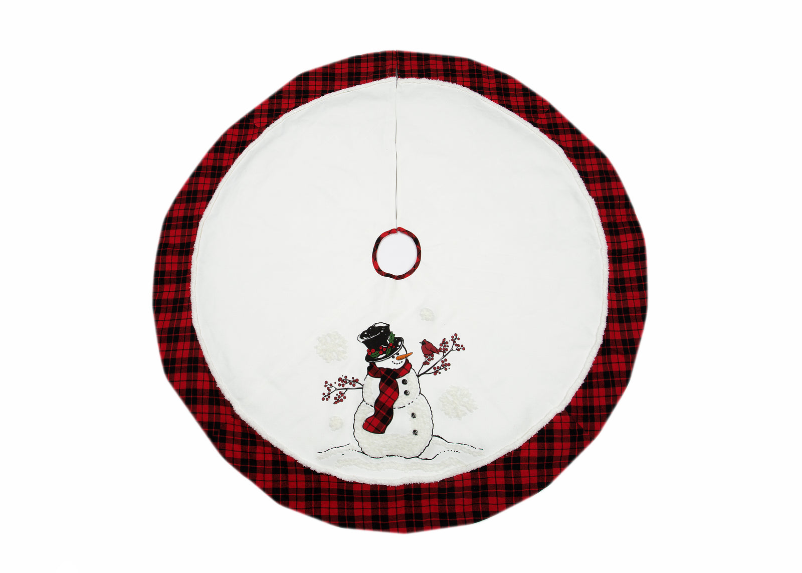 ML21007 Snowman with Caroler Hat Embroidered Christmas Tree Skirt 56in Polyester