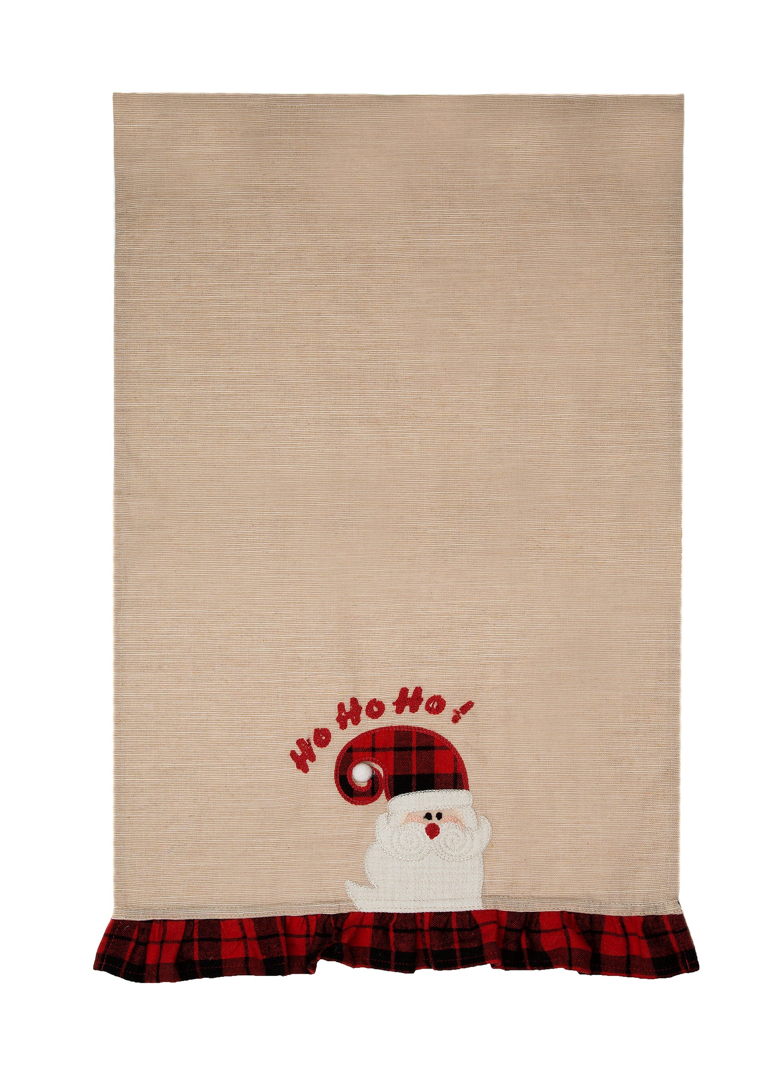 ML21009 HO HO HO Santa Appliqué Christmas Tea Towel 17x27 Polyester