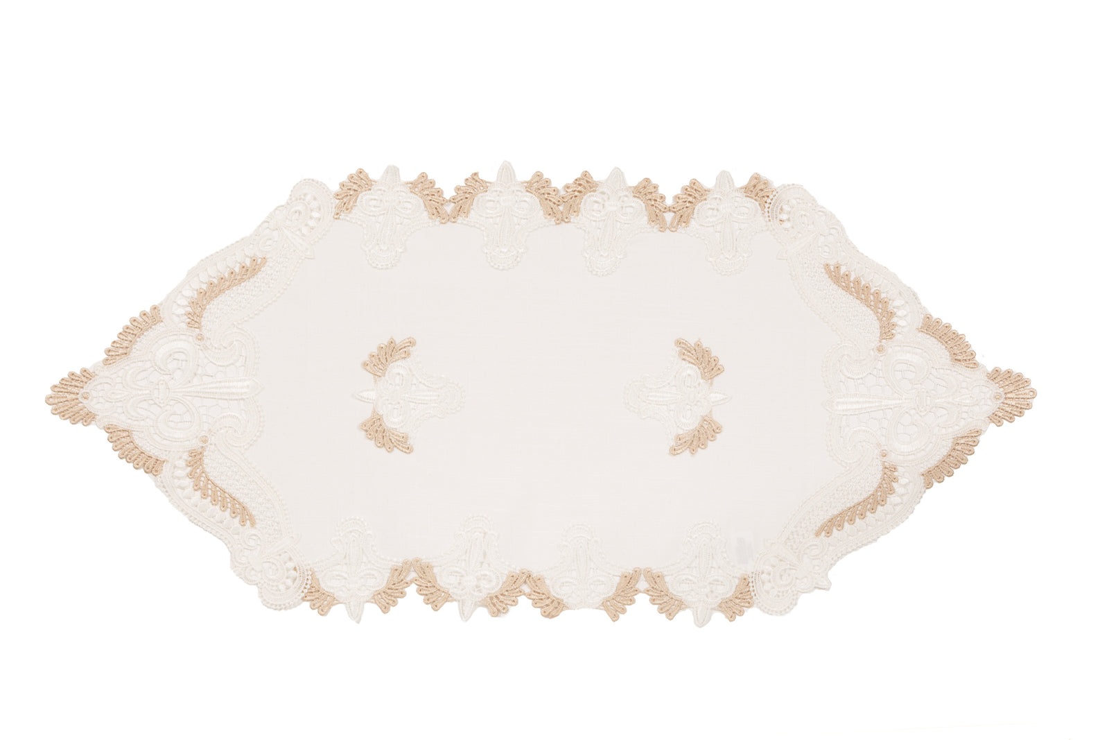 Xia Home Fashions Anais Lace Embroidered Cutwork Table Runner 15x34 Off-White