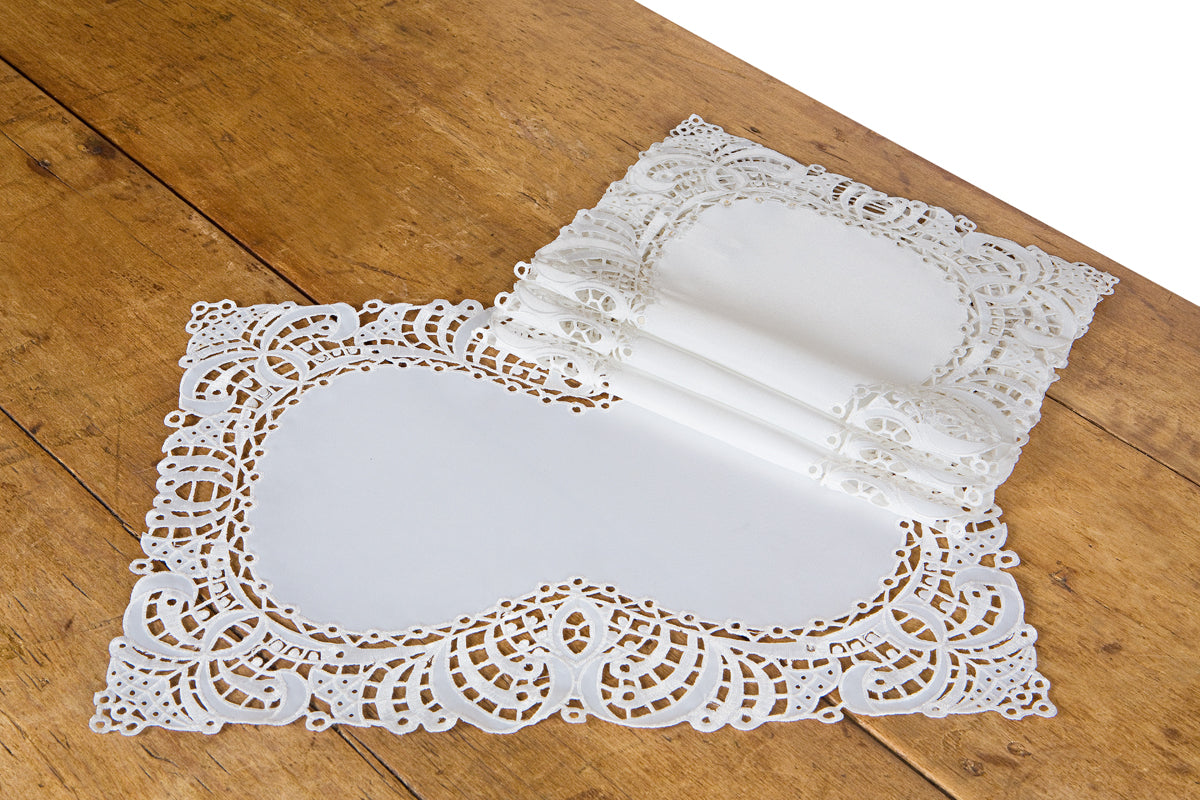 Xia Home Fashions Lace Cutwork Table Runner 15x54 Inch Ivory