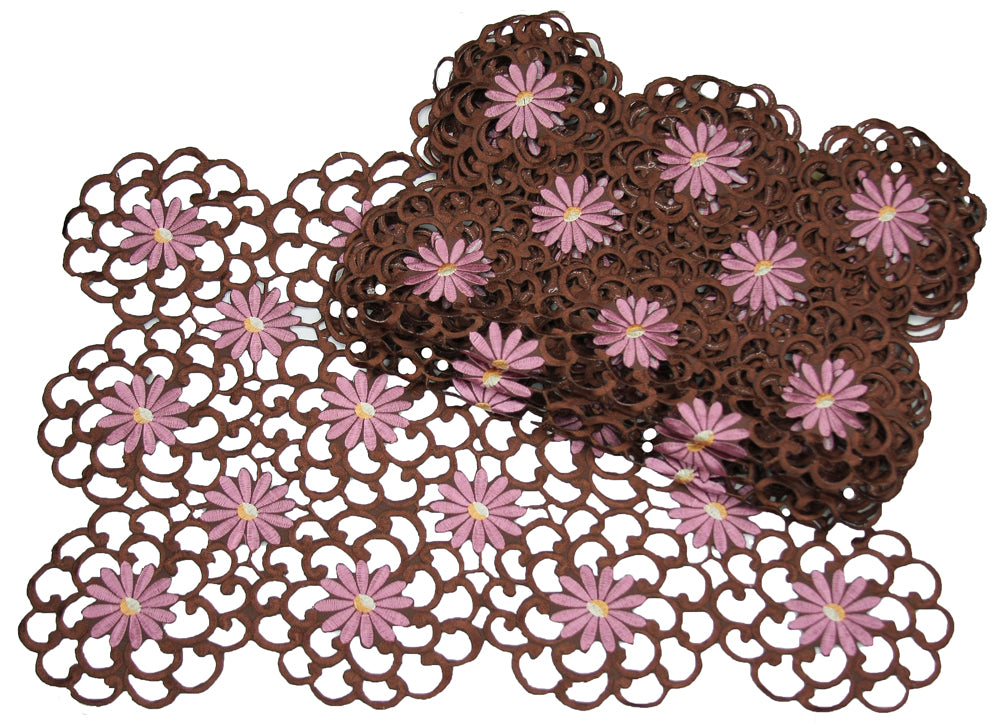 Xia Home Fashions Daisy Floral Cutwork Placemats 14x20 Inch Copper Set of 4