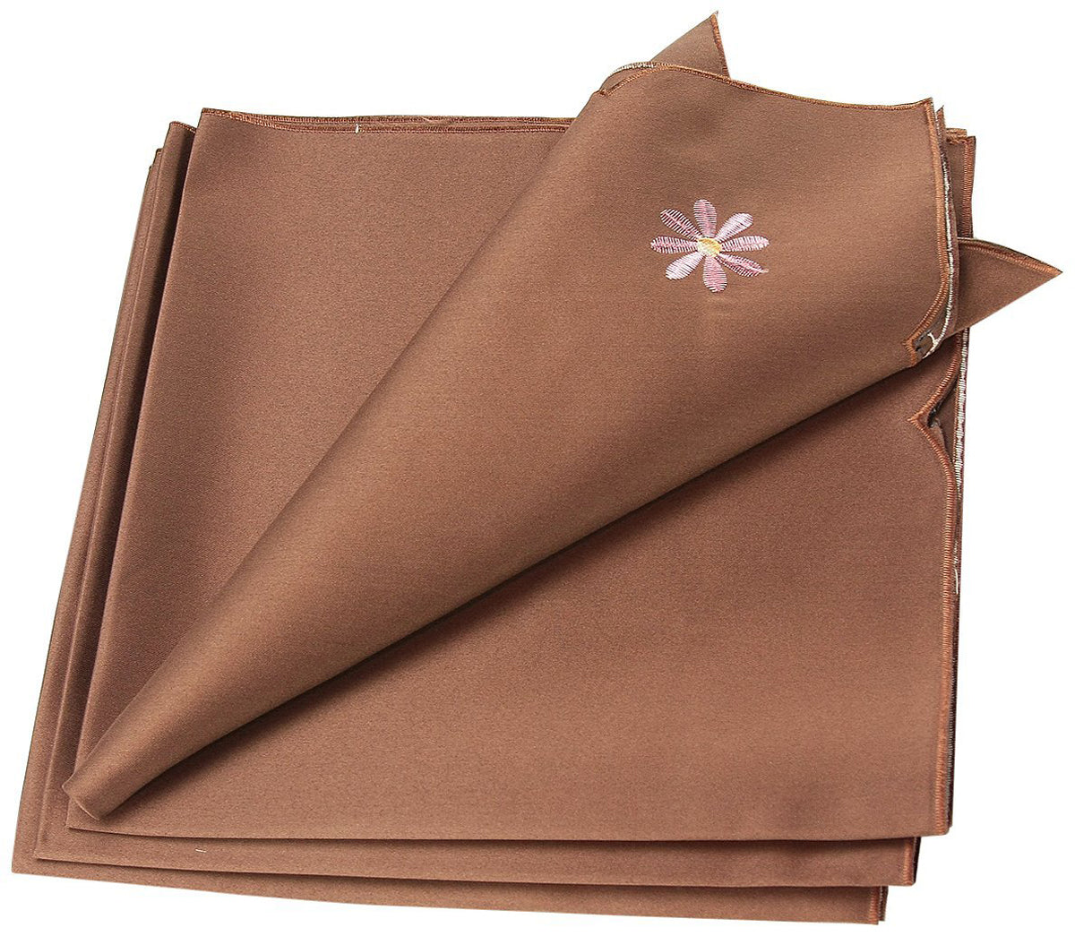 Xia Home Fashions Daisy Floral Embroidered Napkins 21x21 Inch Copper Set of 4