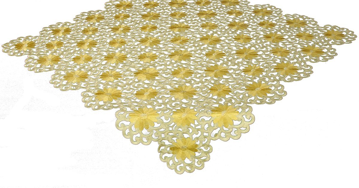 Xia Home Fashions Daisy Floral Cutwork Table Topper 34x34 Inch Copper