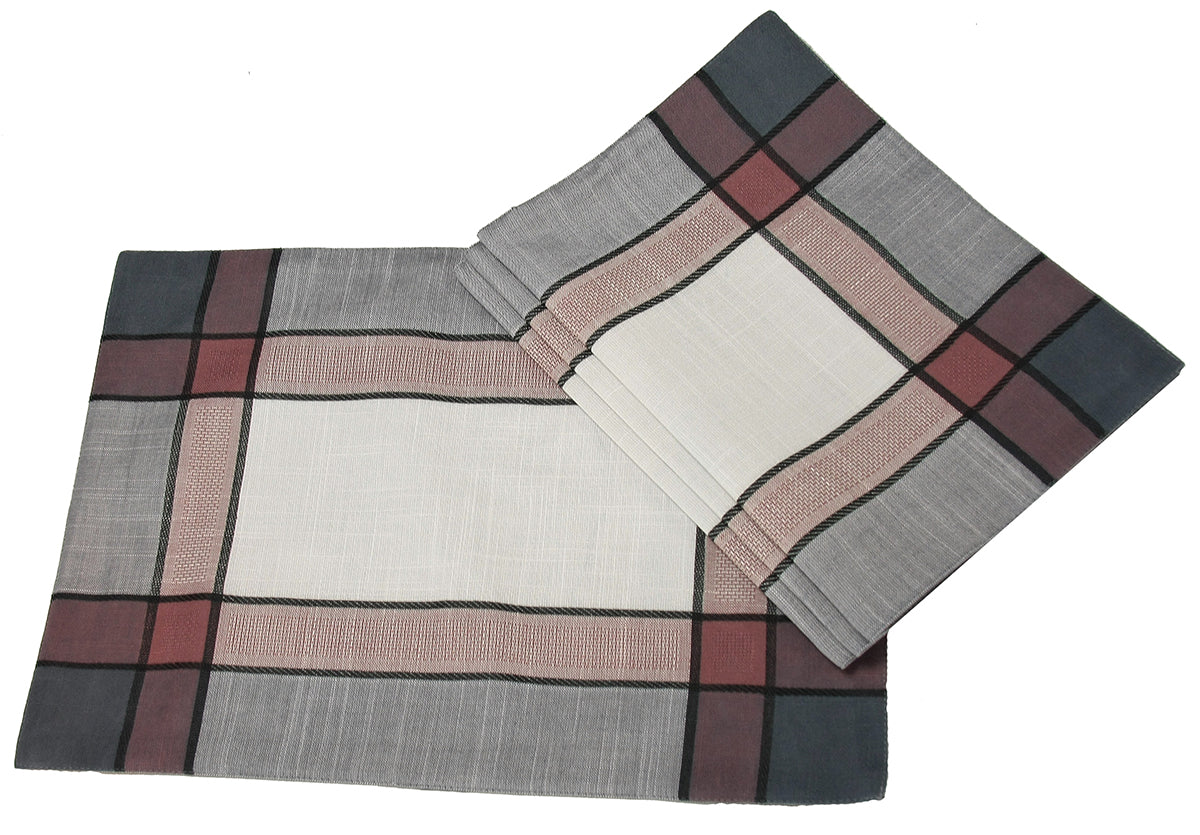 Xia Home Fashions Woven Border Placemats 14x20 Inch Celery Set of 4
