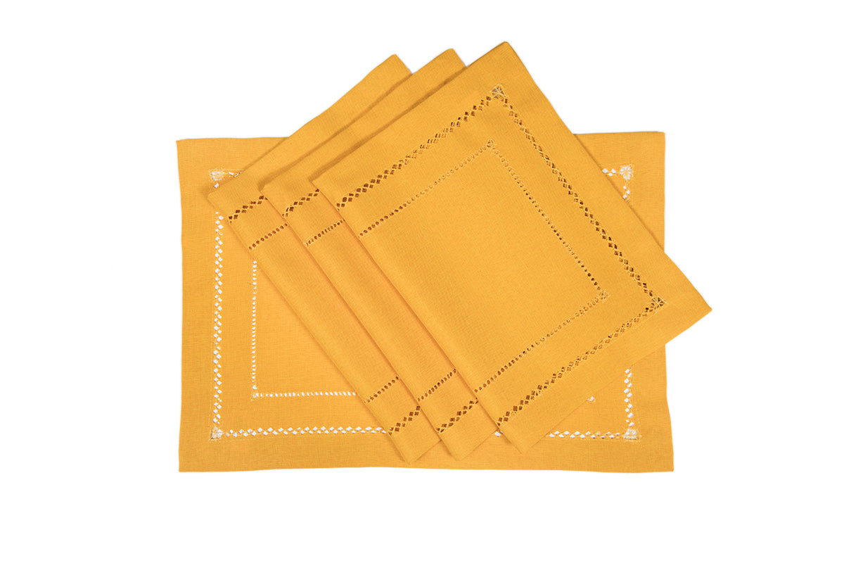 Xia Home Fashions Double Hemstitch Placemats 13x19 Inch Red Set of 4