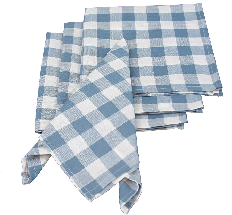 Xia Home Fashions Gingham Check Napkins Set of 4 20x20 Inch Blue