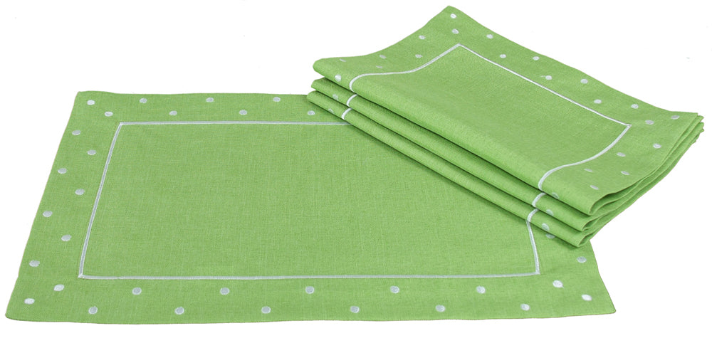 Xia Home Fashions Polka Dot Placemats Set of 4 13x19 Inch Chambray