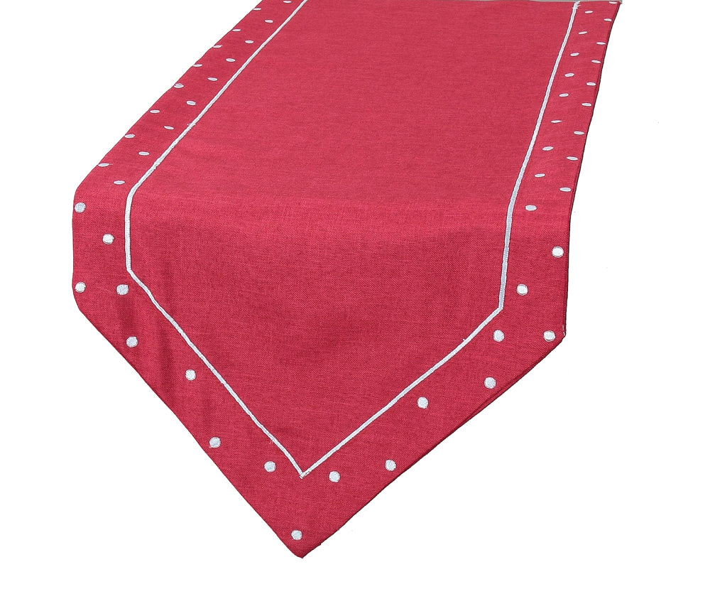 Xia Home Fashions Polka Dot Table Runner 16x36 Inch Chambray