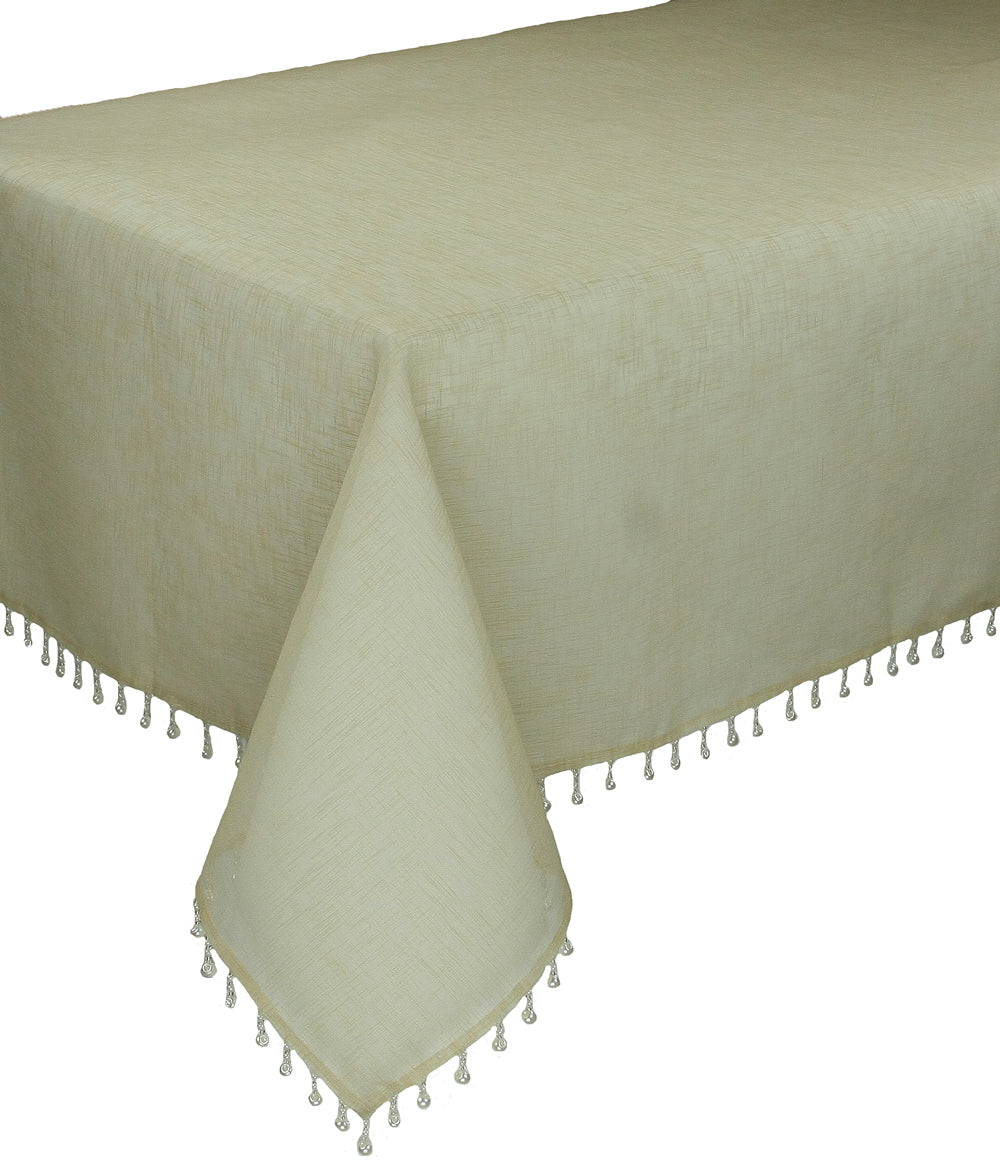 Xia Home Fashions Sheer Beaded Tablecloth 90x90 Gold
