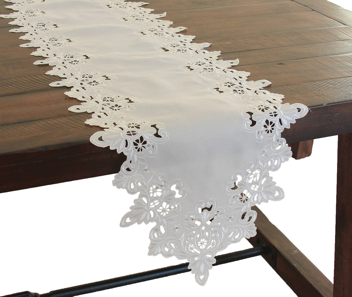 Xia Home Fashions Victorian Lace Table Runner 16x34 Taupe