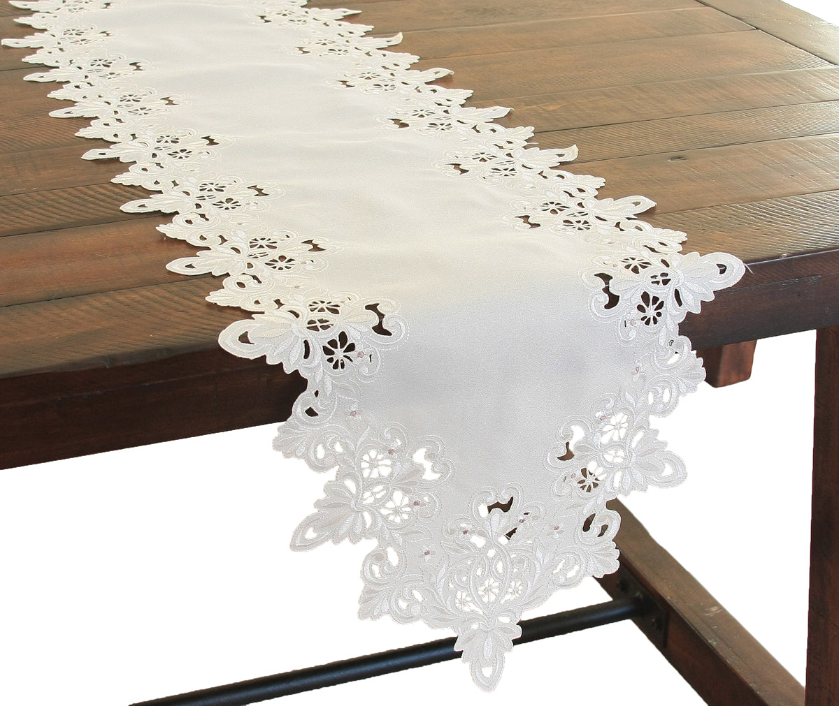 Xia Home Fashions Victorian Lace Table Runner 16x34 Taupe