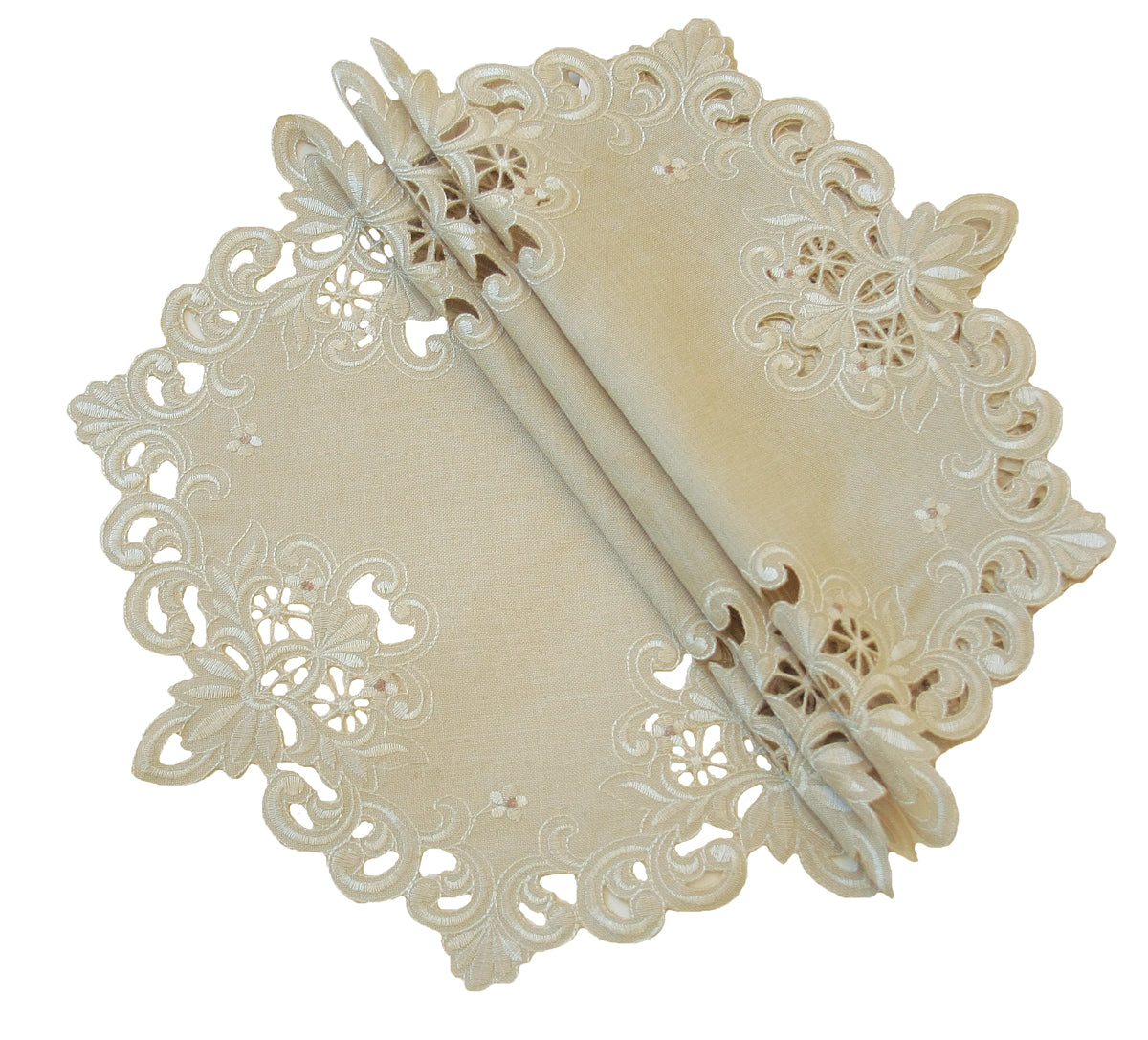 Xia Home Fashions Victorian Lace Doilies Set of 4 8 Round Taupe