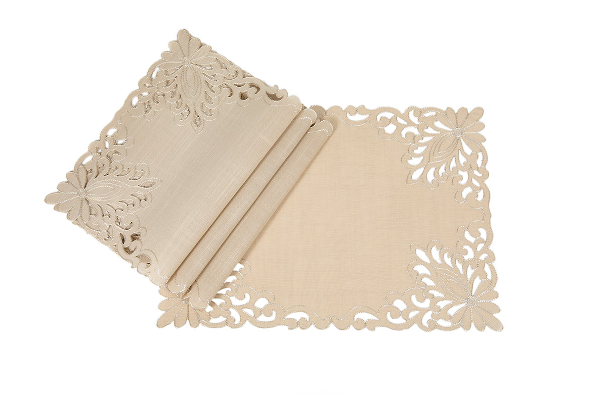 Xia Home Fashions Wilshire Embroidered Cutwork Placemats Set of 4 14x20