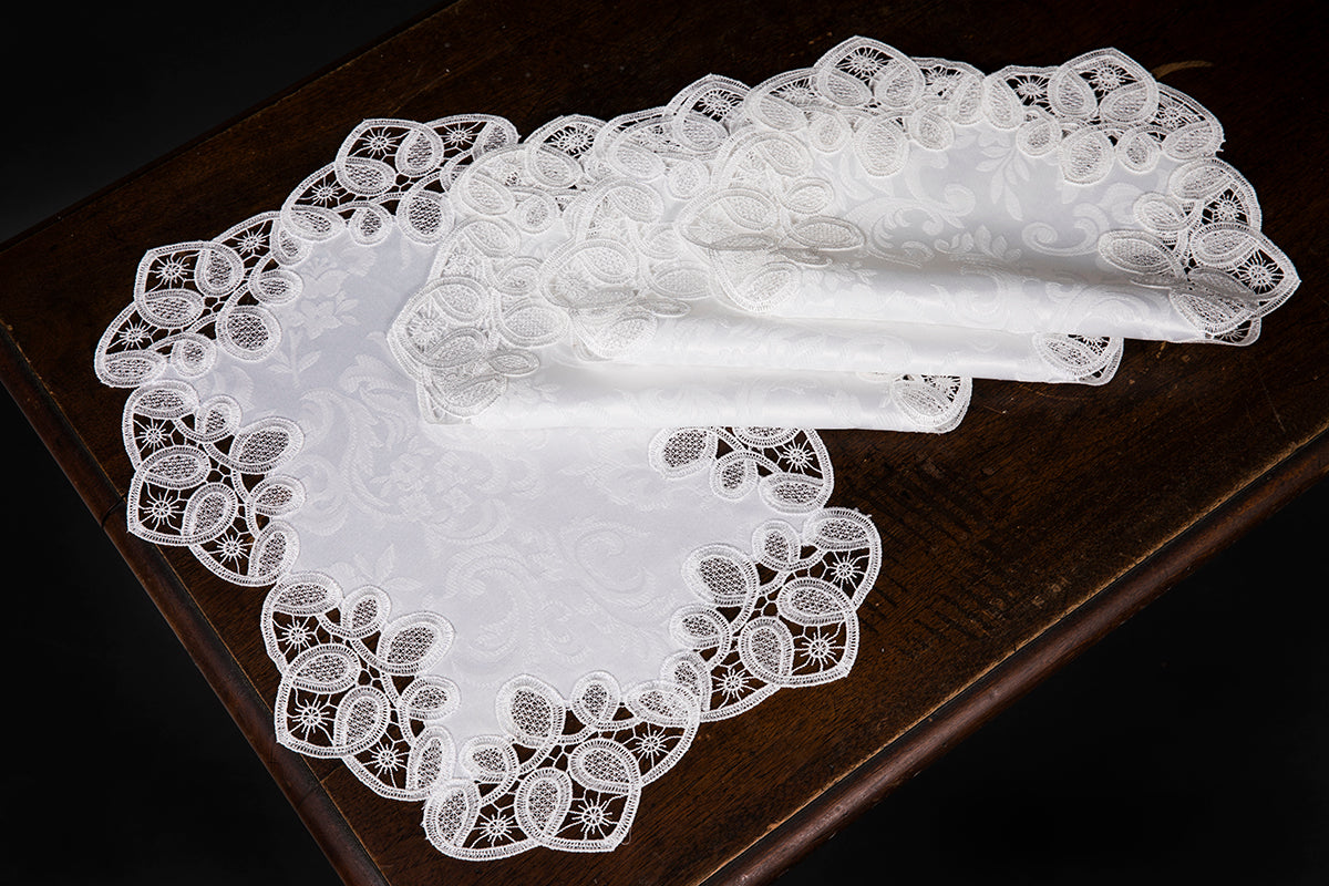 Xia Home Fashions Antebella Embroidered Cutwork Placemats Set of 4 13x19 White