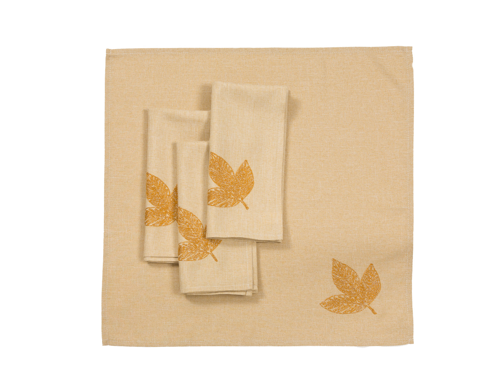 XD18805 Autumn Leaf Cutwork Embroidered Napkin Set of 4 White 20x20