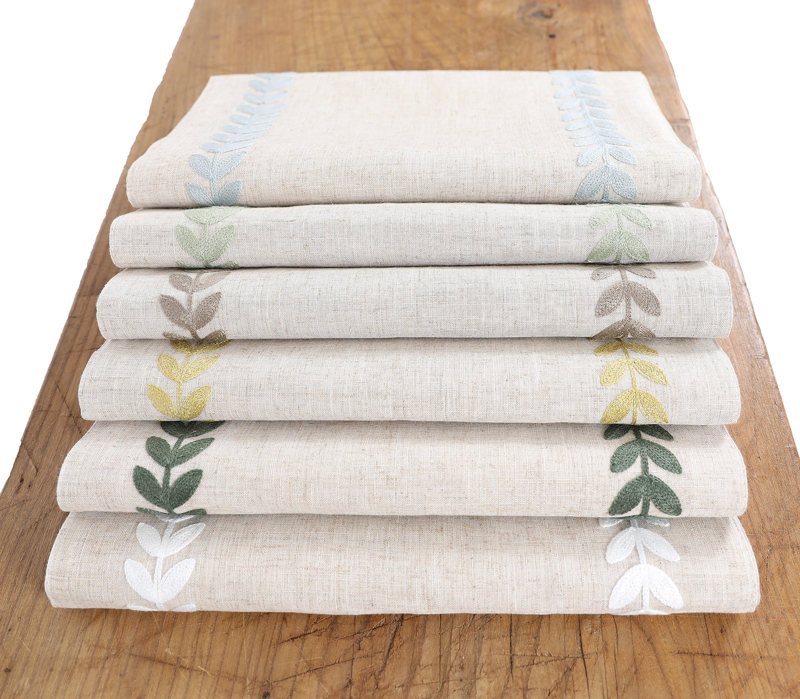 Xia Home Fashions Leaf Embroidered Double Layer Table Runner 15x90 Green