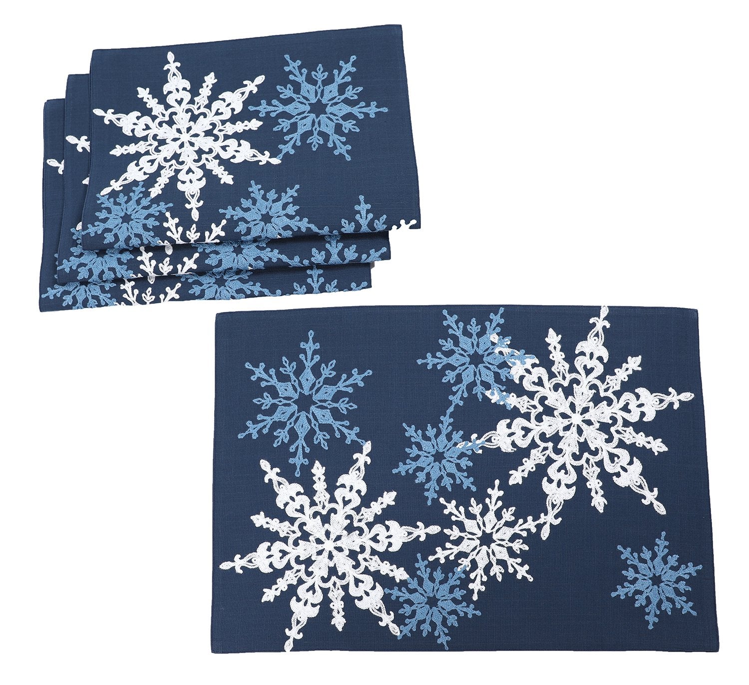 XD19802 Christmas Snowflake Placemats Set of 4 14x20 Red