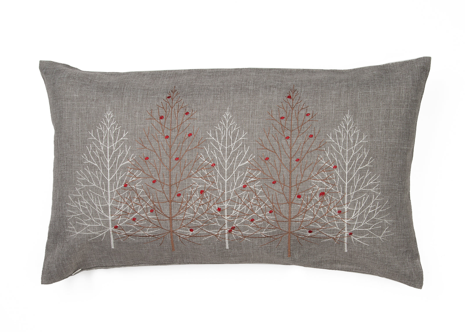 XD19803 Festive Trees Christmas Pillow 12x20 Off White