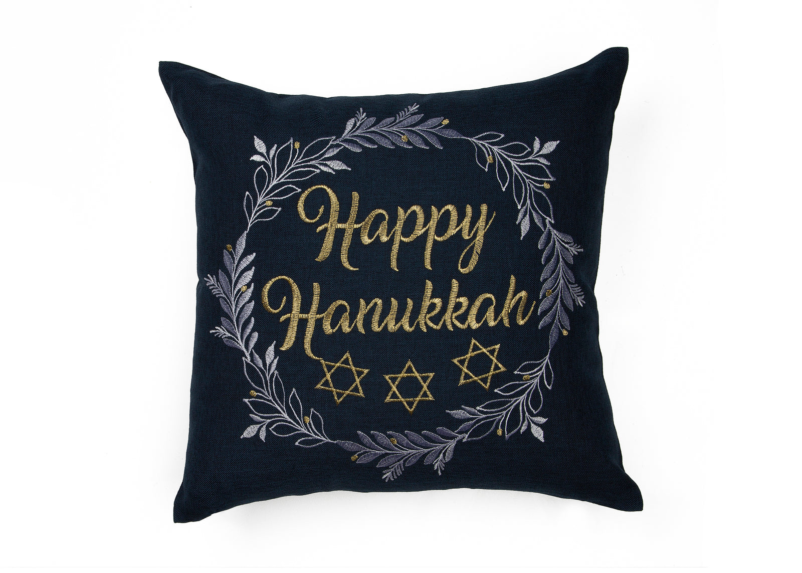 XIA HOME FASHIONS Happy Hanukkah Embroidered Decorative Pillow 14x14
