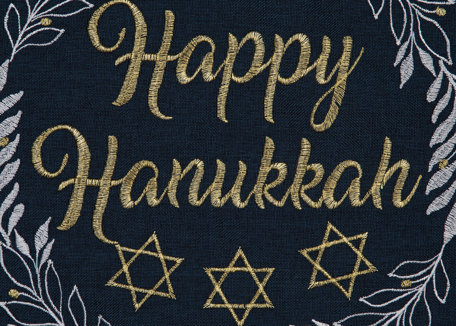 XIA HOME FASHIONS Happy Hanukkah Embroidered Decorative Pillow 14x14