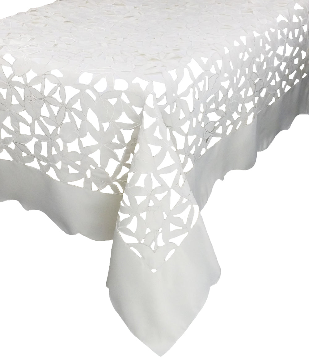 Xia Home Fashions Tulip Bouquet Cutwork Tablecloth 70x144 Green