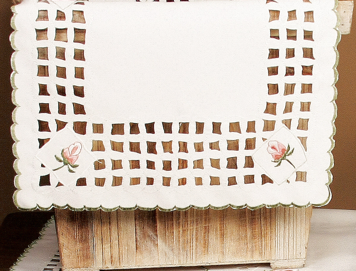 Xia Home Fashions Rose Cutwork Embroidered Doilies Set of 4 12 Round