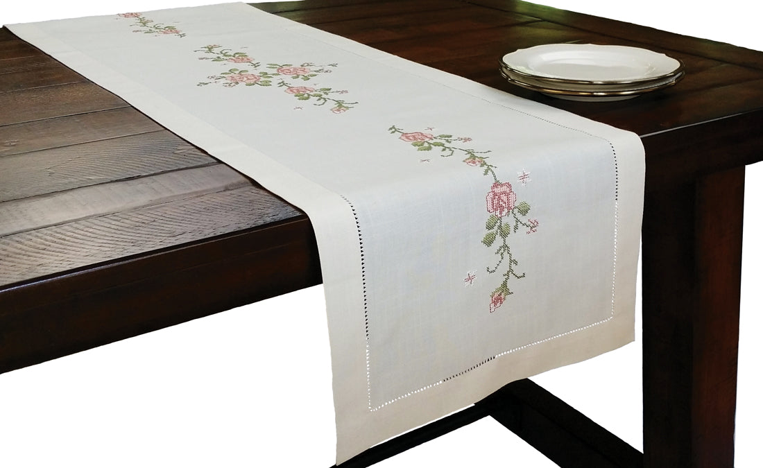 Xia Home Fashions Rose Vine Embroidered Cutwork Placemats 14x20 Set of 4