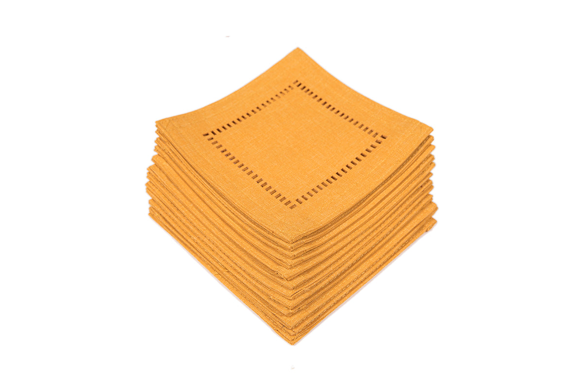 XD915918-Melrose Poliviscose Coasters Hemstitch Solid Set of 12 6x6 Spring Green