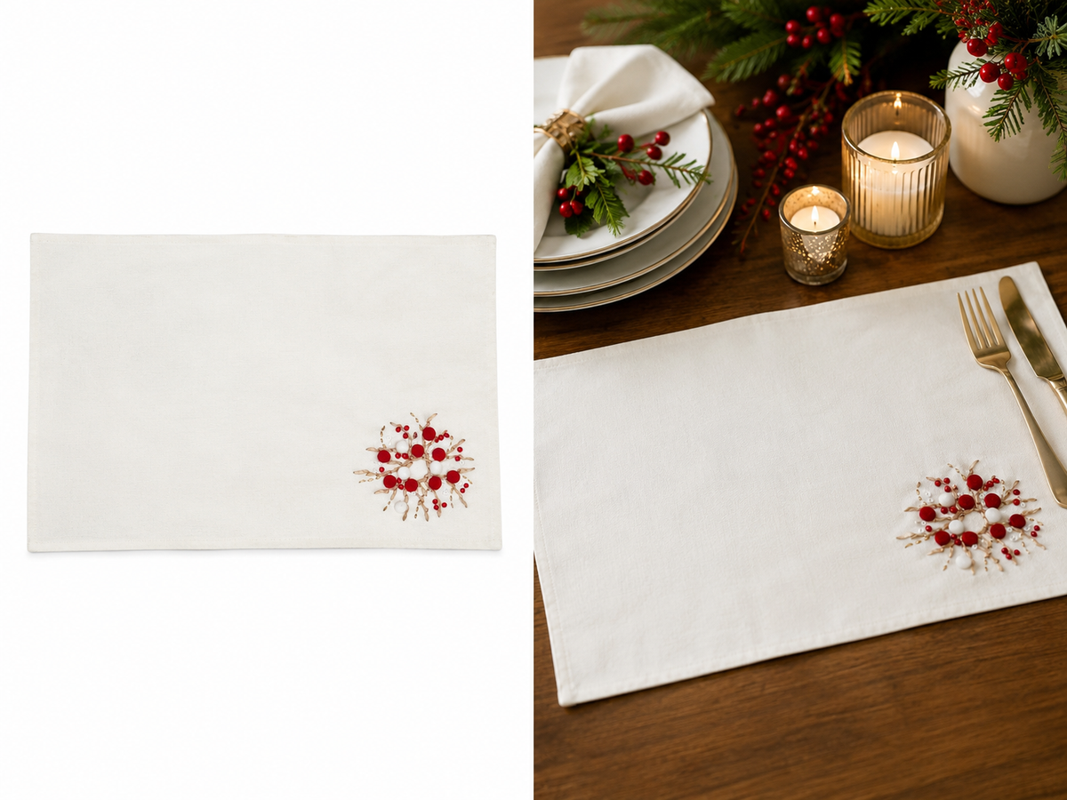 Holiday Berry Wreath Placemat