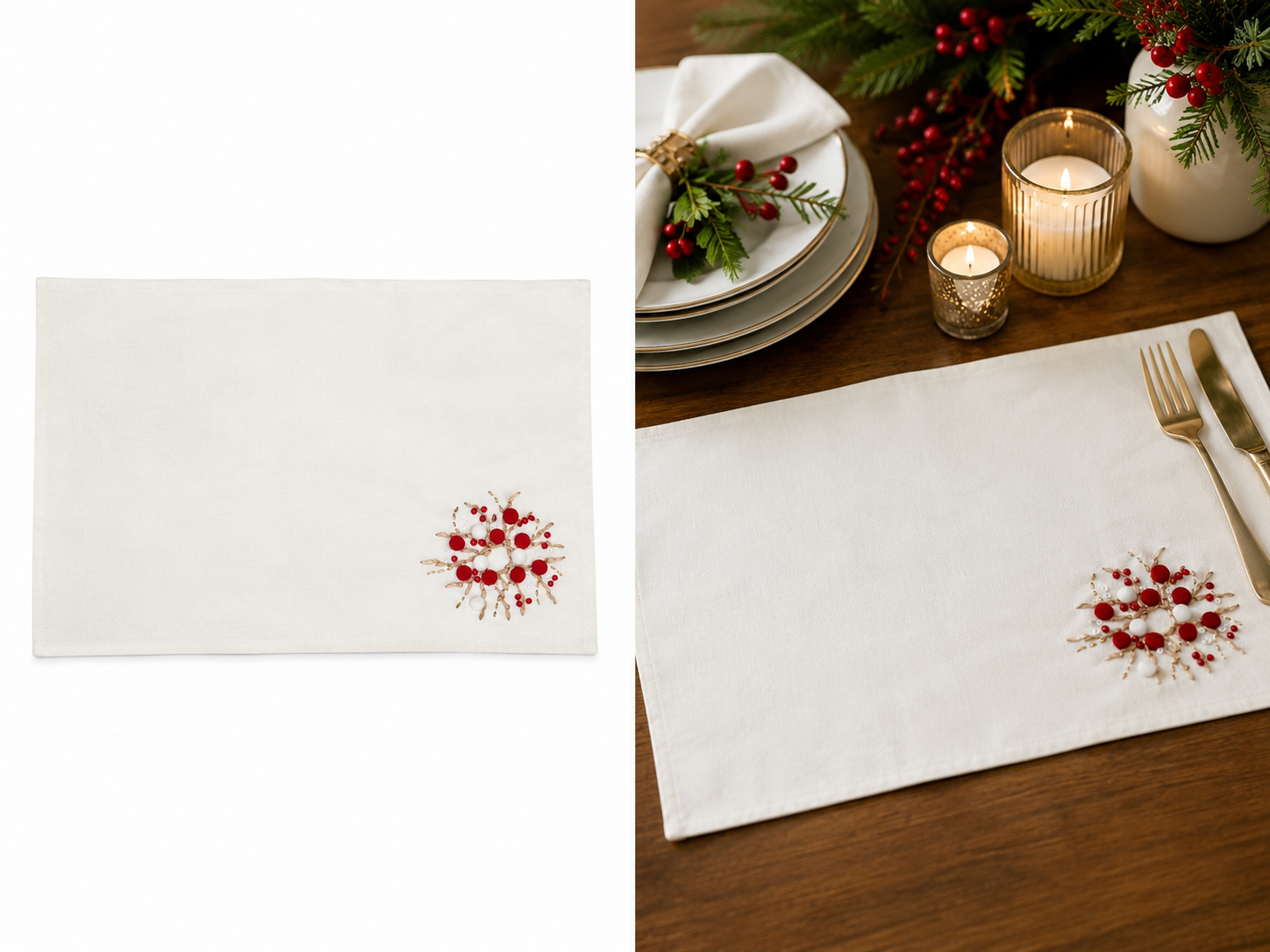 Holiday Berry Wreath Placemat