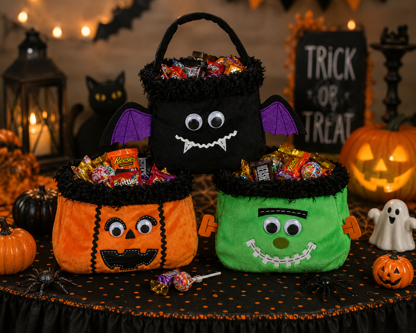 XD15836A Jack-O-Lantern Treat Bag 7x7x13