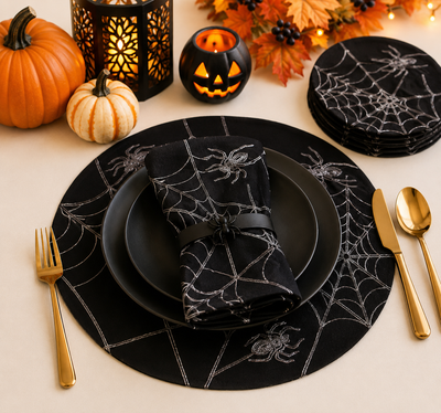 XD18801 Spider Web Round Placemat 16in Set of 4 White