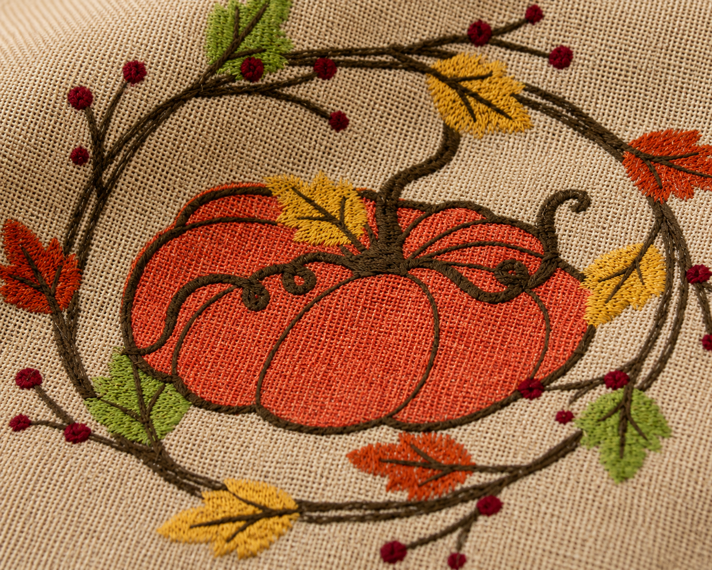 Rustic Pumpkin Wreath Polyester Placemats | Set of 4
