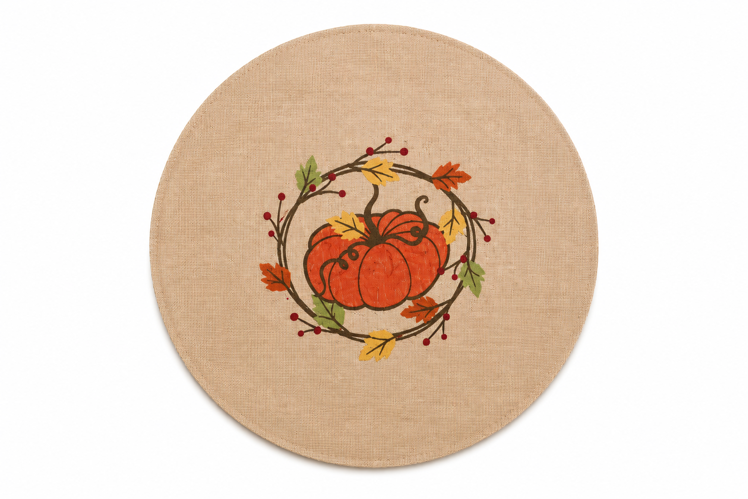 Rustic Pumpkin Wreath Polyester Placemats | Set of 4